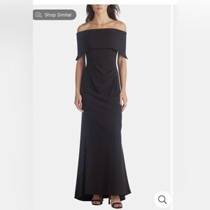 VINCE CAMUTO Black Popover Off Shoulder Stretch Ruched Gown